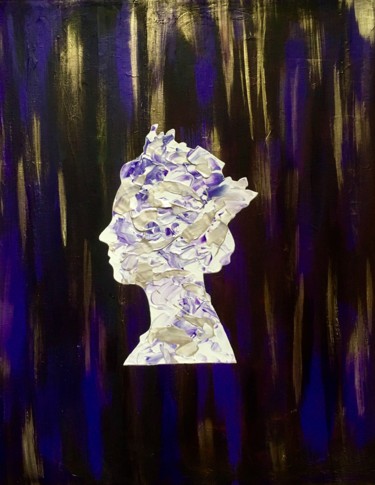 Painting titled "Her Majesty Queen E…" by Olga Koval, Original Artwork, Acrylic Mounted on Wood Stretcher frame