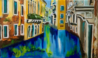 Summer in Venice, oil painting, original artwork Painting titled "Summer in Venice, o…" by Olga Koval, Original Art, Oil Mounted on Stretcher frame