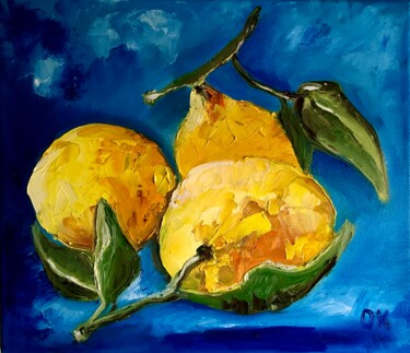 Peinture intitulée "Lemons, still life…" par Olga Koval, Œuvre d'art originale, Huile Monté sur Châssis en bois