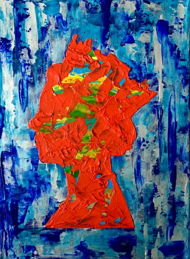 Painting titled "Abstract Queen Eliz…" by Olga Koval, Original Artwork, Acrylic Mounted on Wood Stretcher frame