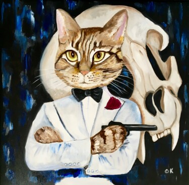 Peinture intitulée "Spectre Cat James B…" par Olga Koval, Œuvre d'art originale, Huile Monté sur Châssis en bois