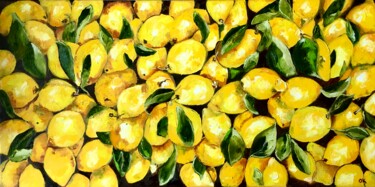 Malerei mit dem Titel "Lemons for dinning,…" von Olga Koval, Original-Kunstwerk, Öl Auf Keilrahmen aus Holz montiert