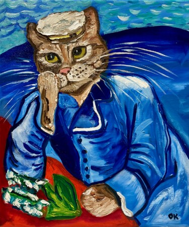 Malerei mit dem Titel "Cat Doctor Gashet,…" von Olga Koval, Original-Kunstwerk, Öl Auf Keilrahmen aus Holz montiert