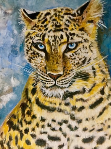 Pintura intitulada "Blue eyes" por Olga Koval, Obras de arte originais, Óleo