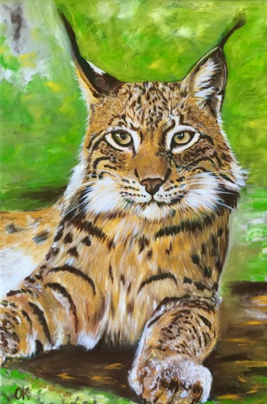 Malarstwo zatytułowany „Bobcat. Wild big ca…” autorstwa Olga Koval, Oryginalna praca, Olej