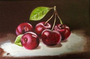 Pittura intitolato "Sweet cherries . Fr…" da Olga Koval, Opera d'arte originale