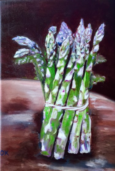Malerei mit dem Titel "Asparagus on the mo…" von Olga Koval, Original-Kunstwerk