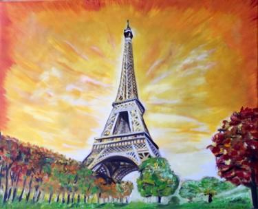 Pintura intitulada "Golden Paris" por Olga Koval, Obras de arte originais, Óleo