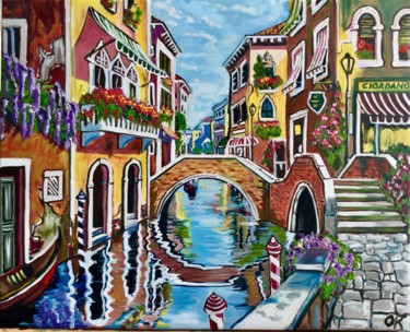 Картина под названием "Venice. Canal. Beat…" - Olga Koval, Подлинное произведение искусства, Масло