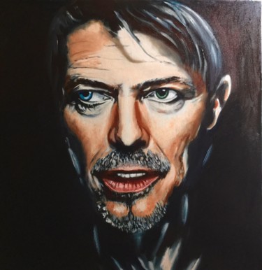 Painting titled "Devid Bowie . Portr…" by Olga Koval, Original Artwork, Oil