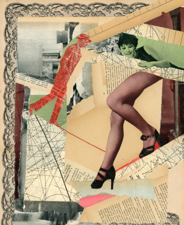 Collages getiteld "Legs" door Olga Lupi, Origineel Kunstwerk, Papier snijwerk