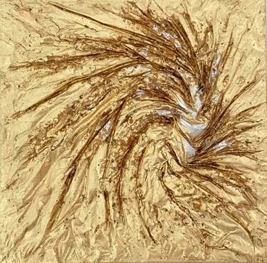 Peinture intitulée ""Spire d'or"" par Olgamach, Œuvre d'art originale, Acrylique Monté sur Châssis en bois