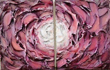Painting titled "Diptyque "Fleur"" by Olgamach, Original Artwork, Acrylic Mounted on Wood Stretcher frame