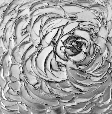 Pintura titulada ""Rose argentée"" por Olgamach, Obra de arte original, Acrílico Montado en Bastidor de camilla de madera