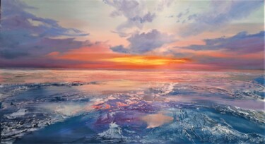 Painting titled "Sunrise on Eltone" by Olga Neberos, Original Artwork, Oil