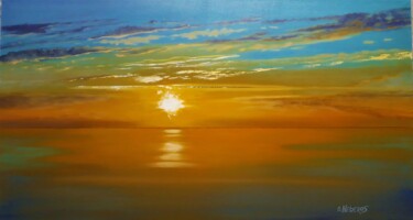 Schilderij getiteld "Elton. Golden Sunset" door Olga Neberos, Origineel Kunstwerk, Olie