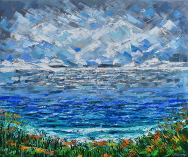 Painting titled "OCEAN. BREATH OF AN…" by Olga Nikitina, Original Artwork, Oil