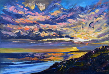 Malerei mit dem Titel "African Sunset" von Olga Nikitina, Original-Kunstwerk, Öl