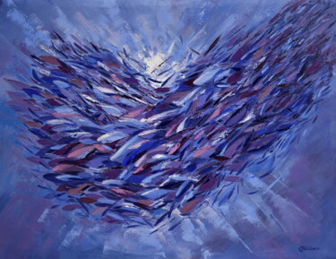 Pintura intitulada "Fish Stream" por Olga Nikitina, Obras de arte originais, Óleo