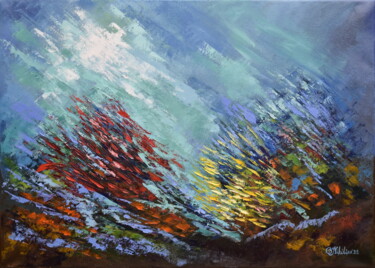 Peinture intitulée "Tropical Coral Reef…" par Olga Nikitina, Œuvre d'art originale, Huile Monté sur Châssis en bois