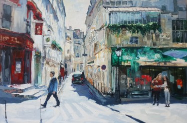 Peinture intitulée "Rue Hautefeuille" par Olga Novokhatska, Œuvre d'art originale, Huile Monté sur Châssis en bois