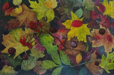 Картина под названием "Осень на моём столе…" - Olga Farukshina, Подлинное произведение искусства, Акрил