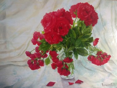 Картина под названием "Цветы моих воспомин…" - Olga Farukshina, Подлинное произведение искусства, Масло
