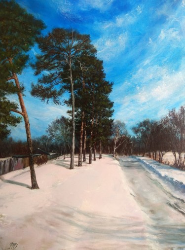 Painting titled "First warmth. Перво…" by Olga Farukshina, Original Artwork, Oil