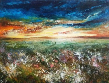 Painting titled "Field. Поле." by Olga Farukshina, Original Artwork, Oil