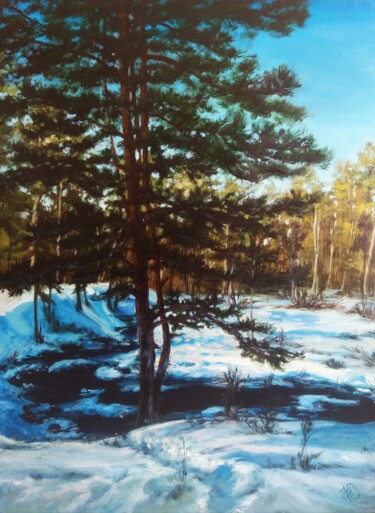 Painting titled "Spring forest. Весе…" by Olga Farukshina, Original Artwork, Oil