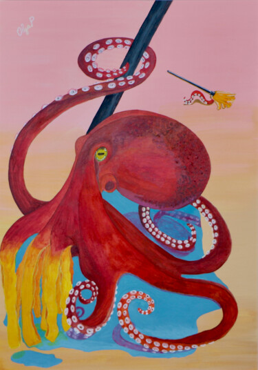 Painting titled "Moptopus" by Olga Petrova, Original Artwork, Acrylic