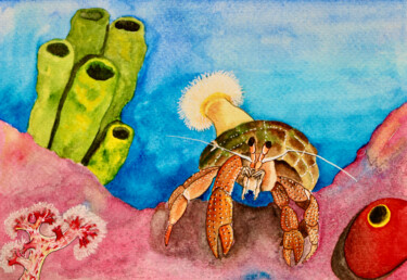 Painting titled "Whatcha doing?" by Olga Petrova, Original Artwork, Watercolor