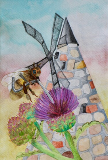 Painting titled "Cleaning up the pro…" by Olga Petrova, Original Artwork, Watercolor