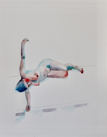 Malerei mit dem Titel "Stretching" von Olga Petrova, Original-Kunstwerk, Aquarell