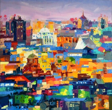 Painting titled "Novosibirsk is big" by Olga Pavlovets, Original Artwork, Oil