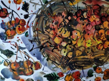 Pittura intitolato "Frutti di sorbo" da Olga Polichtchouk, Opera d'arte originale, Acquarello