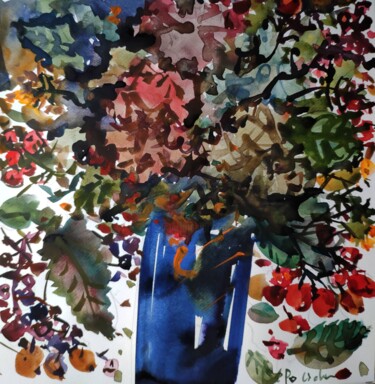 Pittura intitolato "Bouquet autunnale" da Olga Polichtchouk, Opera d'arte originale, Acquarello