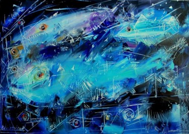 Pittura intitolato "azzurri" da Olga Polichtchouk, Opera d'arte originale