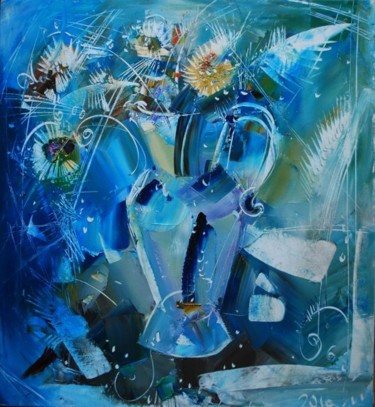 Pittura intitolato "naturamorta in blu" da Olga Polichtchouk, Opera d'arte originale