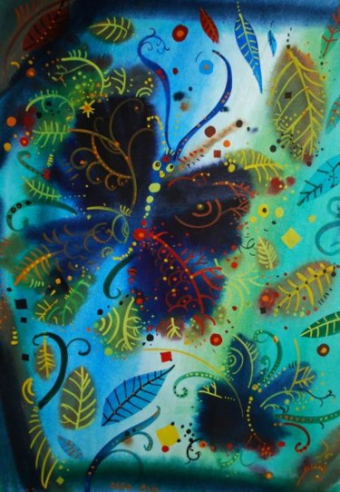 Pittura intitolato "la farfalla" da Olga Polichtchouk, Opera d'arte originale