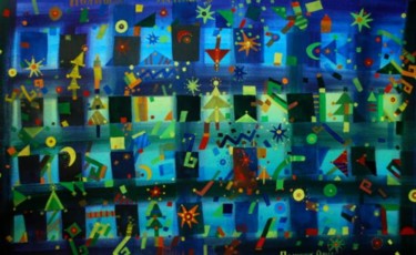 Pittura intitolato "scizzofrenia natali…" da Olga Polichtchouk, Opera d'arte originale