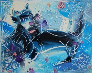 Pittura intitolato "il gatto invernale 2" da Olga Polichtchouk, Opera d'arte originale, Olio
