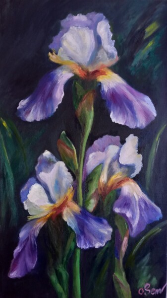 Schilderij getiteld "Iris" door Olga Semenova, Origineel Kunstwerk, Olie