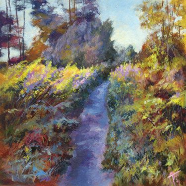 Картина под названием "Landscape with road…" - Olga Tarakanova, Подлинное произведение искусства, Акрил