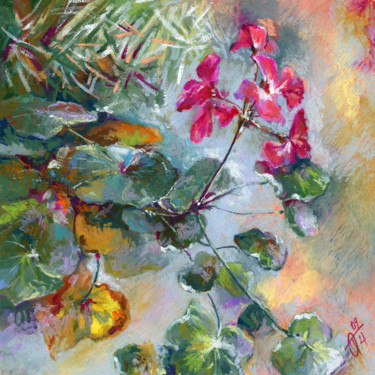 Geranium Drawing titled "Geranium" by Olga Tarakanova, Original Art, Pastel