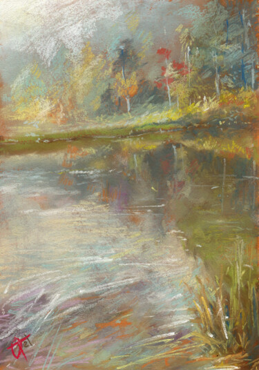 Рисунок под названием "Misty river" - Olga Tarakanova, Подлинное произведение искусства, Пастель
