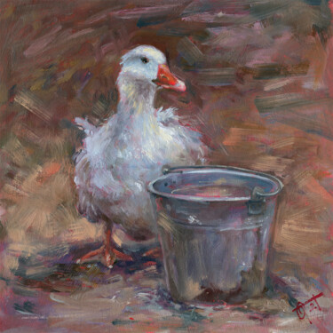 Картина под названием "Domestic duck" - Olga Tarakanova, Подлинное произведение искусства, Масло