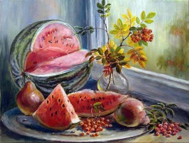 Painting titled "Август" by Olga Vorobyeva, Original Artwork, Oil
