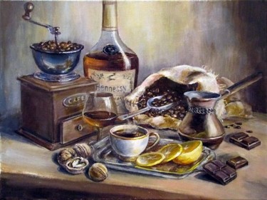 Painting titled "Аромат вечернего ко…" by Olga Vorobyeva, Original Artwork, Oil