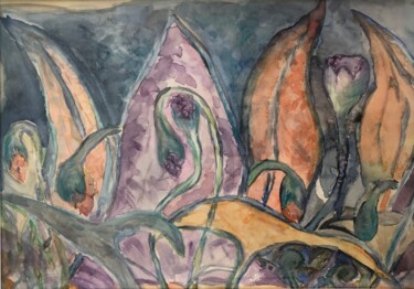 Painting titled "New life" by Olha Baryshnikova, Original Artwork, Watercolor Mounted on Cardboard